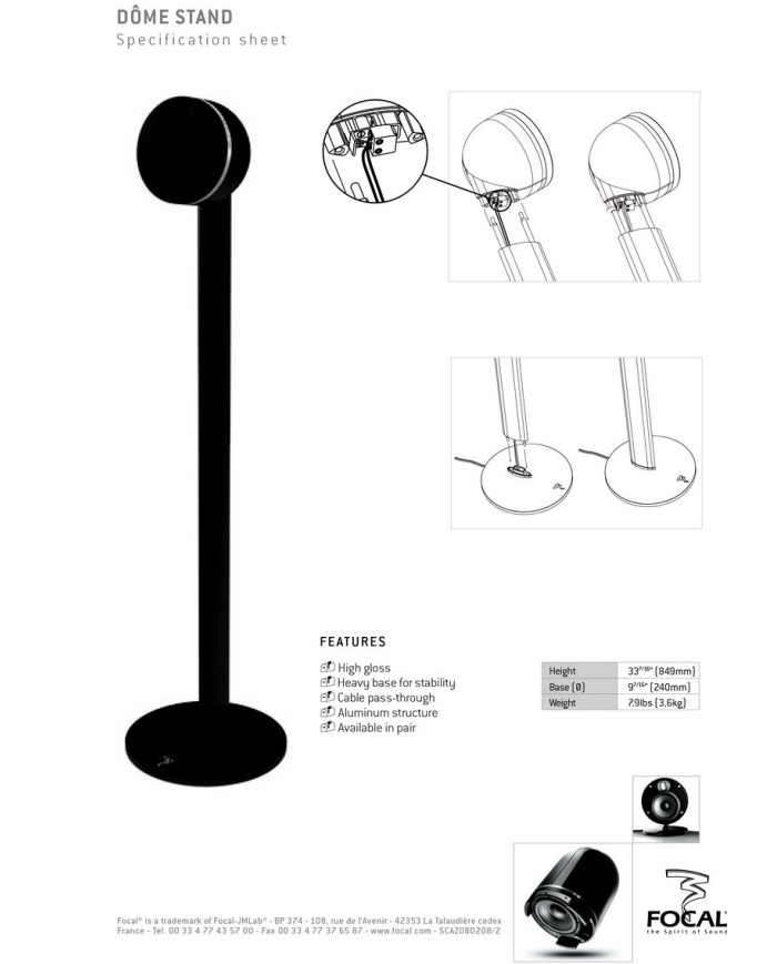 Coppia speaker floor stands per Focal DOME gloss black