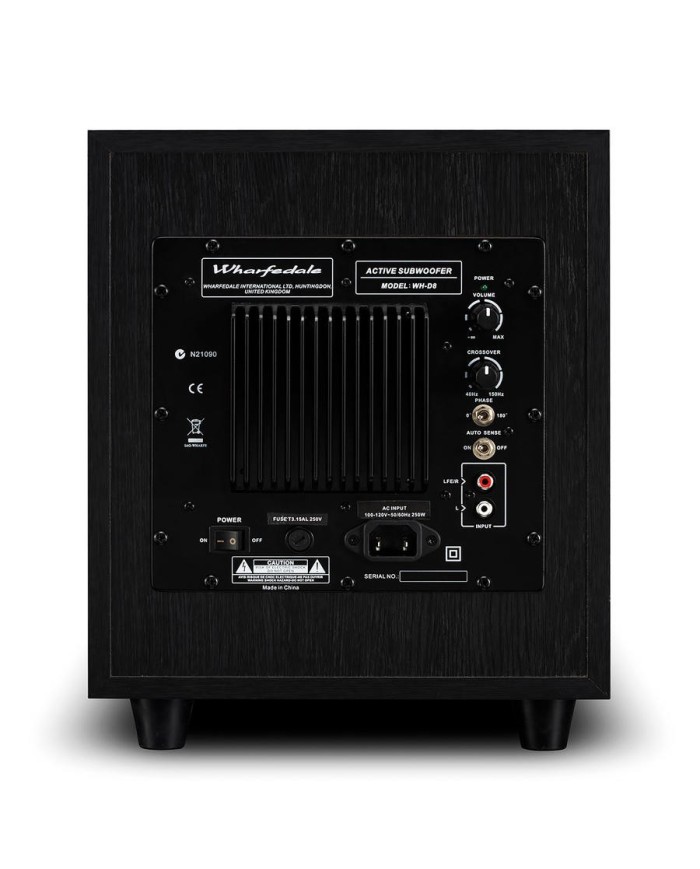 Subwoofer attivo  bass reflex  woofer da 20 cm  Wharfedale WH-D8  Nero