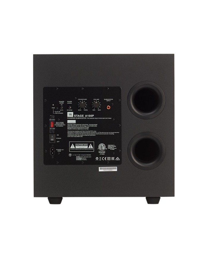 Subwoofer attivo in bass reflex  cono 25cm  300W classe D  JBL A100P