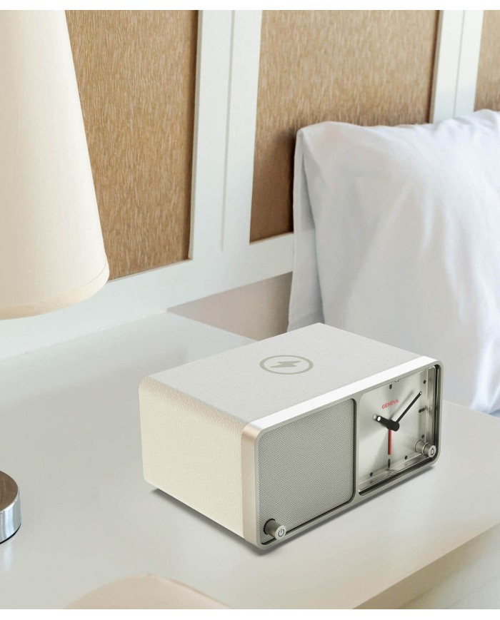 Altoparlante Bluetooth  sveglia  stazione ricarica  Geneva Time  Bianco