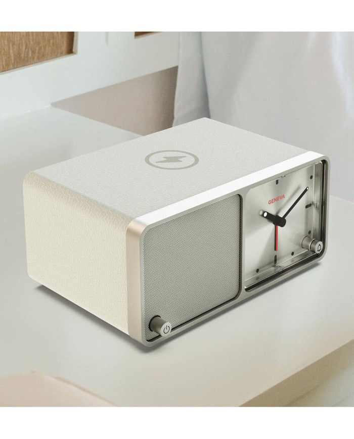 Altoparlante Bluetooth  sveglia  stazione ricarica  Geneva Time  Bianco