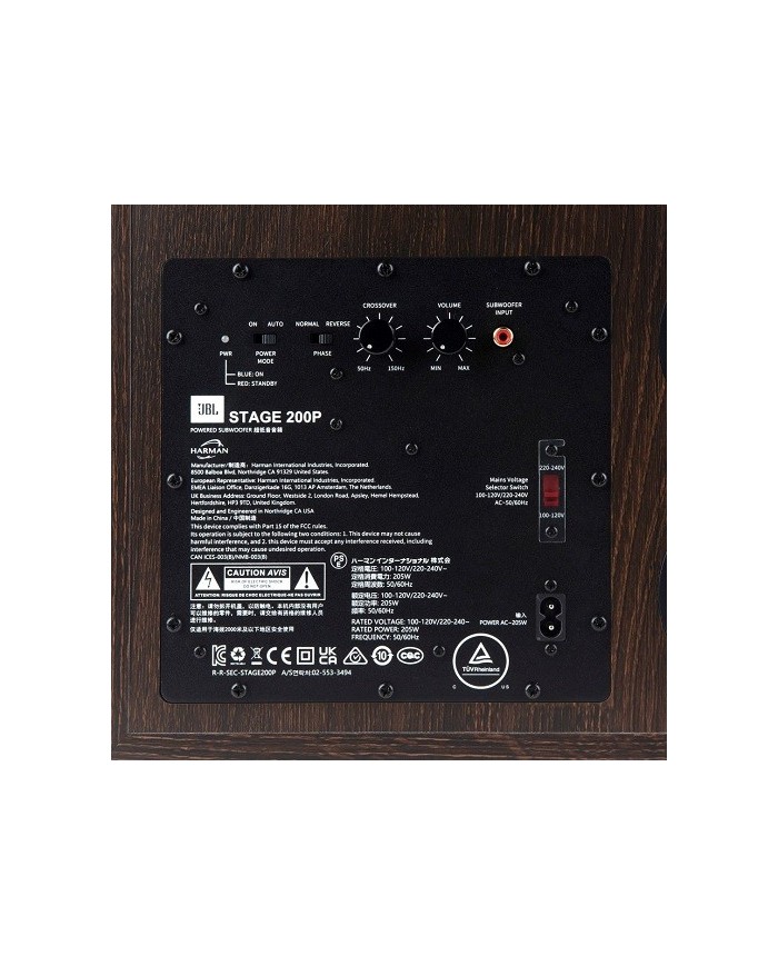 JBL 200P Subwoofer attivo a fuoco frontale da 10 pollici Espresso Black