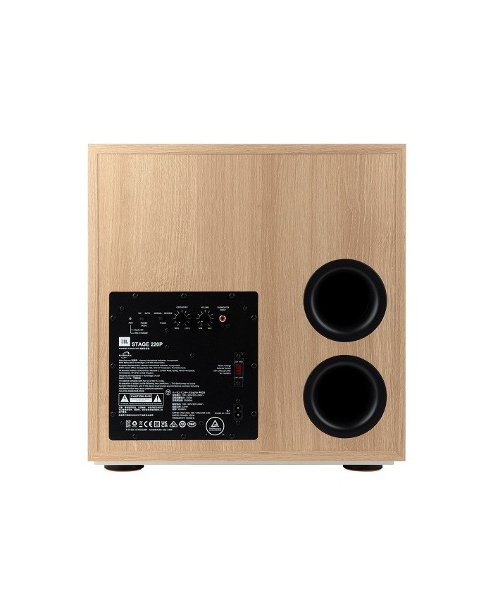 Subwoofer attivo a fuoco frontale da 10 pollici JBL 220P Oak White