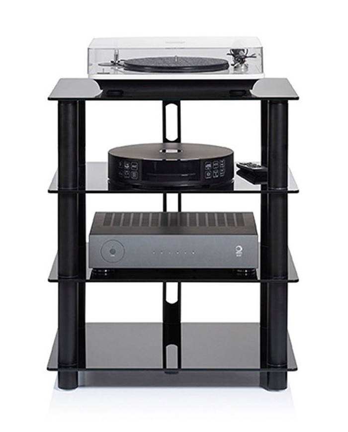 Mobile HiFi e HT in acciaio nero satin e vetro nero Norstone Epur 4