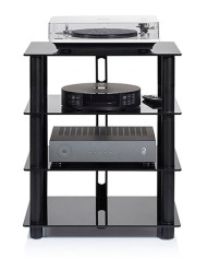 Mobile HiFi e HT in acciaio nero satin e vetro nero Norstone Epur 4