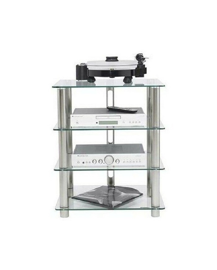 Mobile HiFi e HT in acciaio spazzolato e vetro acidato Norstone Epur 4