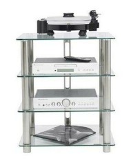 Mobile HiFi e HT in acciaio spazzolato e vetro acidato Norstone Epur 4