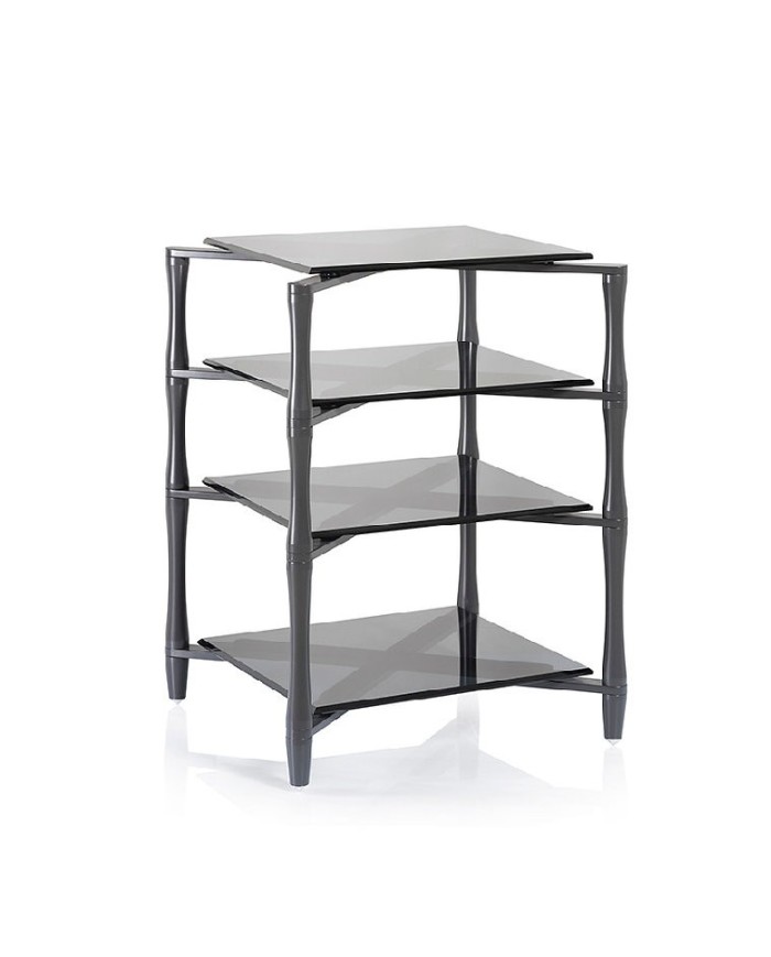 Rrack HiFi 4 livelli in acciaio e vetro grigio fumè Norstone Slender