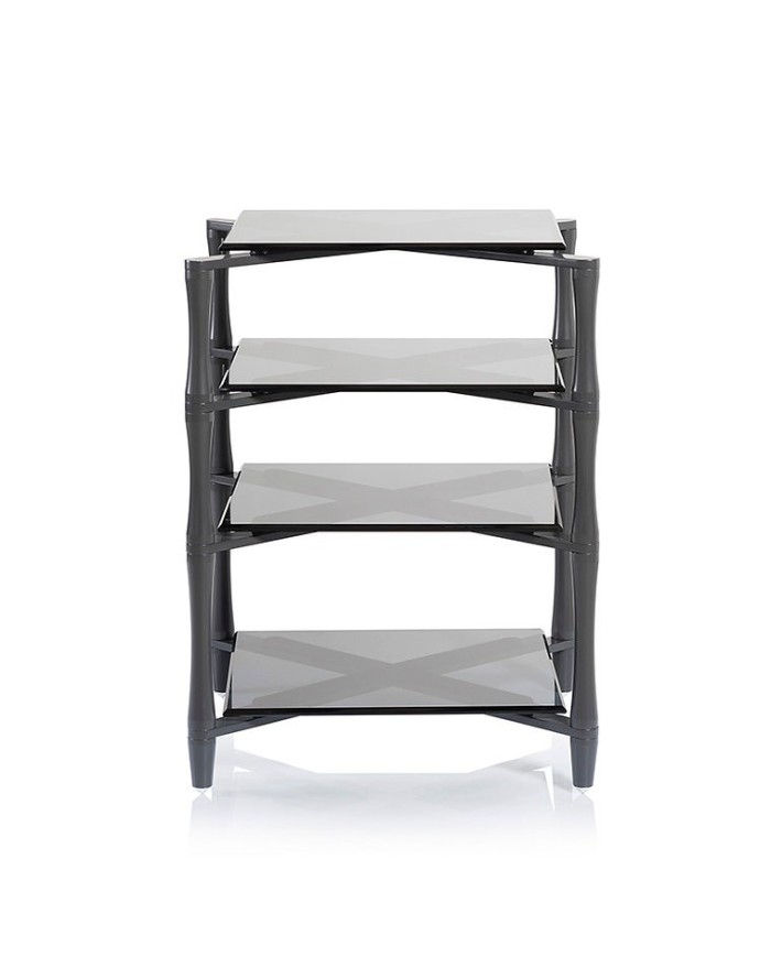 Rrack HiFi 4 livelli in acciaio e vetro grigio fumè Norstone Slender