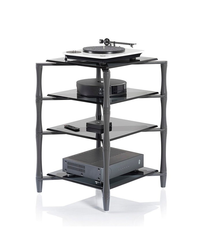 Rrack HiFi 4 livelli in acciaio e vetro grigio fumè Norstone Slender