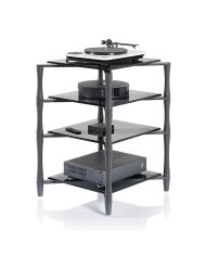 Rrack HiFi 4 livelli in acciaio e vetro grigio fumè Norstone Slender