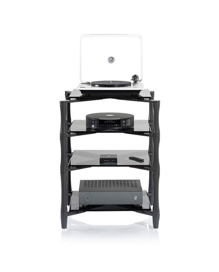 Rrack HiFi 4 livelli in acciaio e vetro grigio fumè Norstone Slender