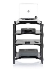 Rrack HiFi 4 livelli in acciaio e vetro grigio fumè Norstone Slender