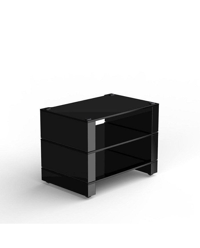 Ripiano in vetro nero e struttura nero satin Blok Stax 2G Shelf Base