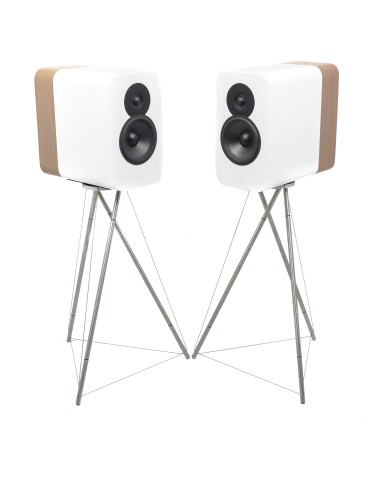 Q Acoustics Q Concept 300 Coppia Diffusori da Stand Bianco Quercia con Stand Tensegrity