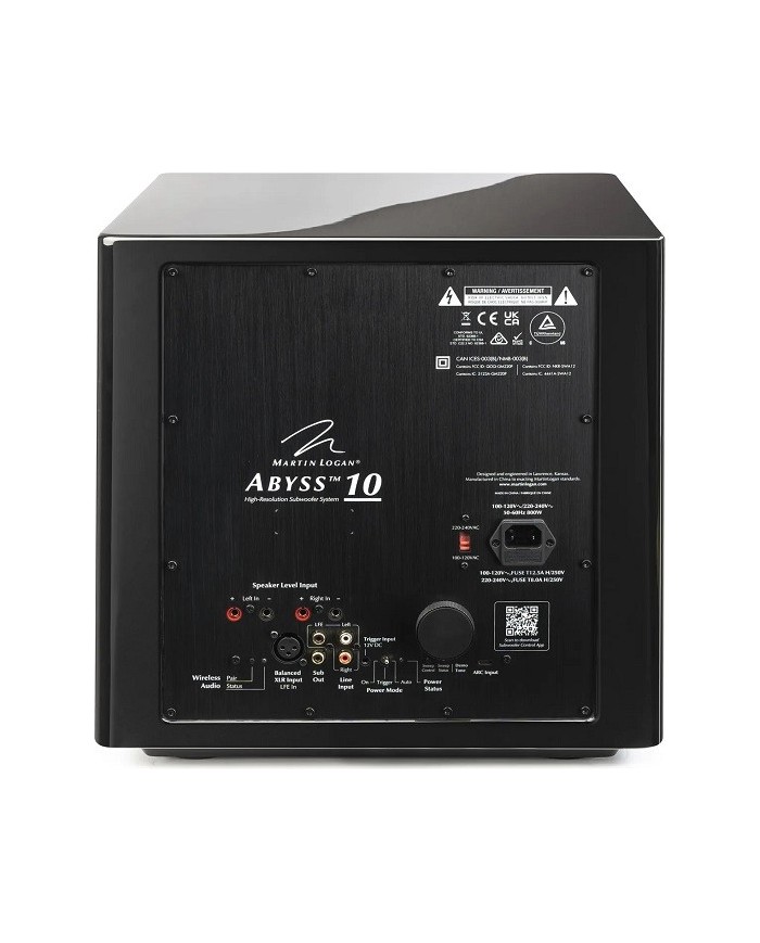Subwoofer attivo wireless Martin Logan Abyss 10 Nero Lucido